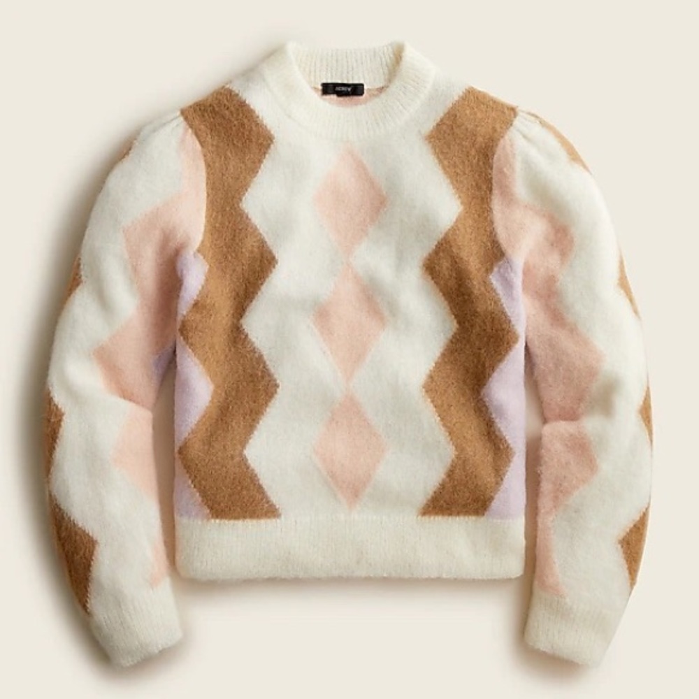NWT Diamond-checked cropped crewneck sweater (M)